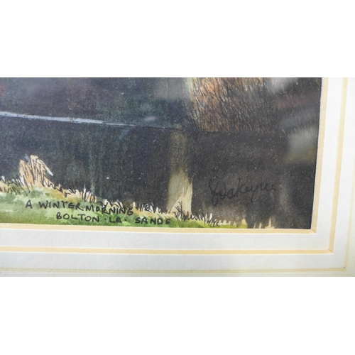 313 - Donald Dakeyne, A Winter Morning, Bolton-La-Sands, watercolour, framed