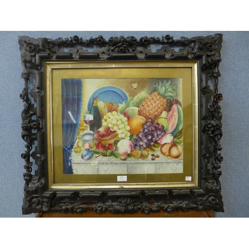 317 - T.W. Memmory, still life of fruit, oil, dated 1910, framed