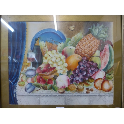 317 - T.W. Memmory, still life of fruit, oil, dated 1910, framed