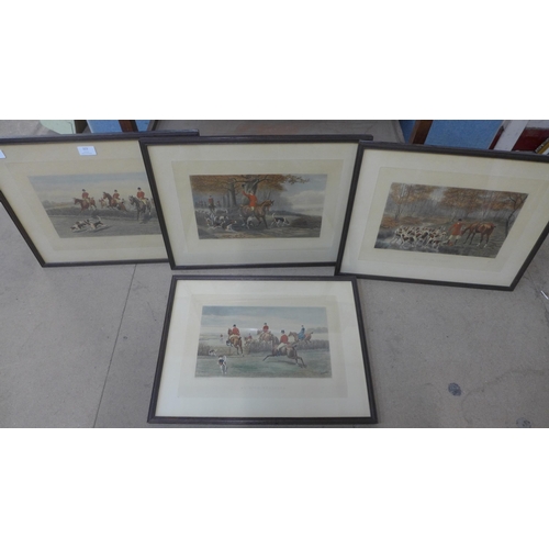 323 - A set of four E.A. Douglas fox hunting prints, framed