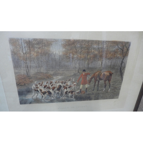 323 - A set of four E.A. Douglas fox hunting prints, framed