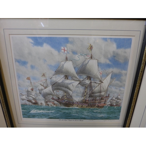 325 - A set of three signed Mark R. Myers RSMA marine scene prints, framed