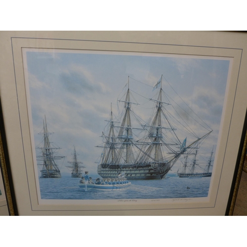 325 - A set of three signed Mark R. Myers RSMA marine scene prints, framed