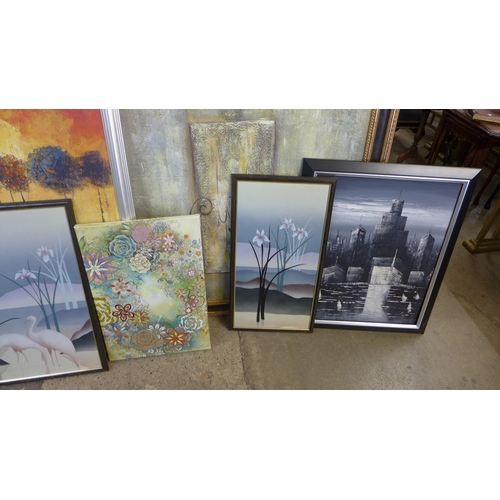 331 - Assorted contemporary oils, prints, etc.