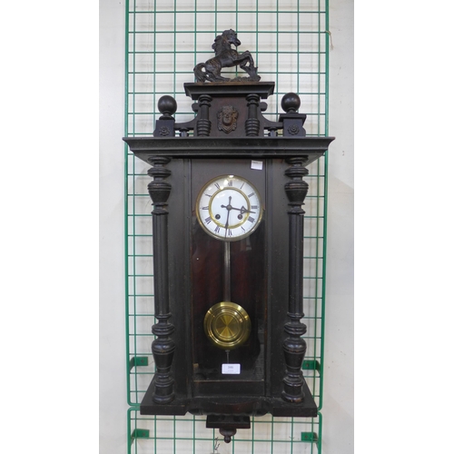 346 - A 19th Century beech Vienna wall clock