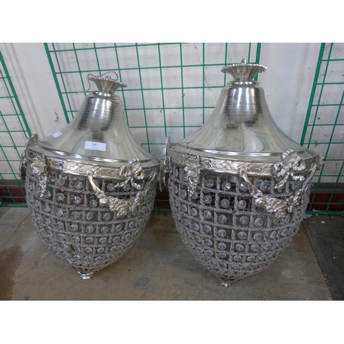 347 - A pair of French Empire style pear shaped chandeliers