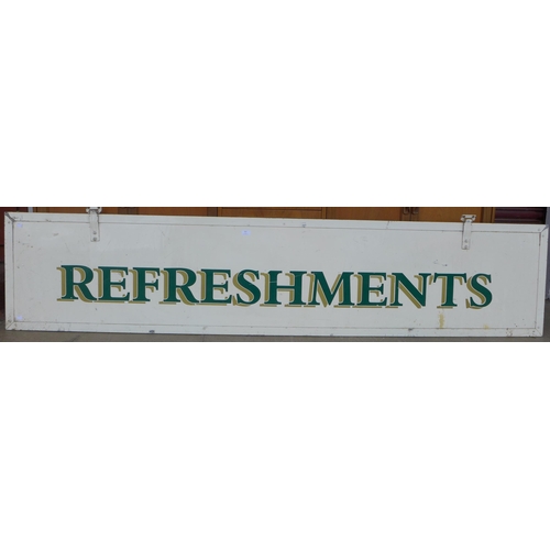 367 - An 8ft painted aluminium Refreshments sign