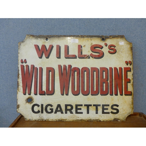 371 - A vintage double sided Will's Wild Woodbine Cigarettes enamelled sign