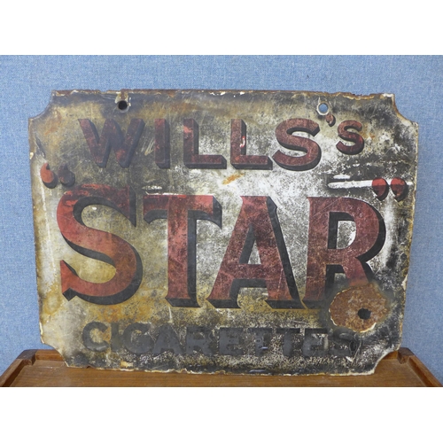 371 - A vintage double sided Will's Wild Woodbine Cigarettes enamelled sign