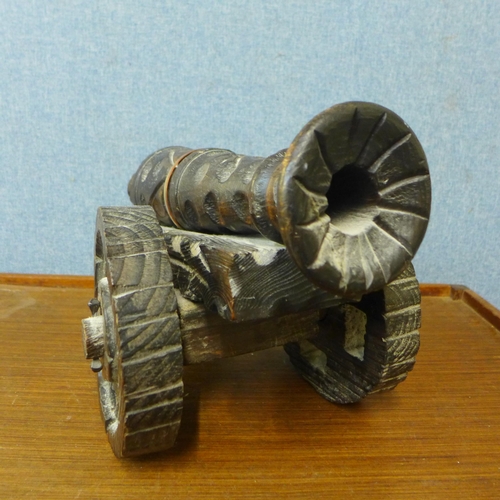 375 - A wooden model cannon