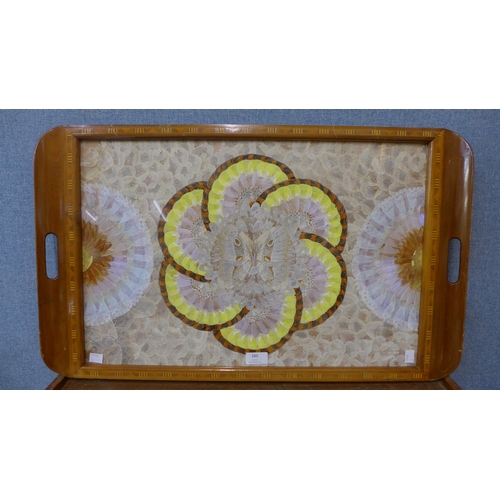 380 - A Brazilian walnut and butterfly wing serving tray