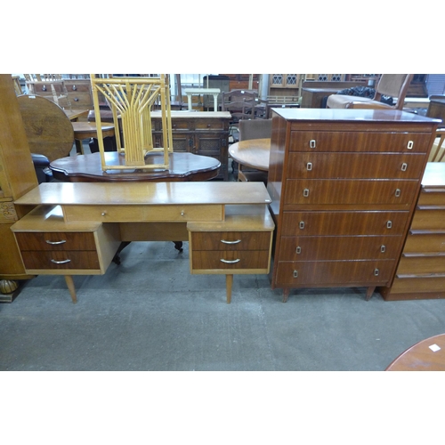 69 - An Austin Suite oak and walnut dressing table and a Lebus tola wood chest of drawers
