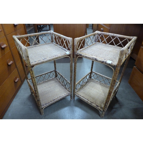 89 - A pair of bamboo bedside tables
