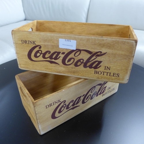 1391 - A pair of Coca Cola wooden storage boxes (FL3613)