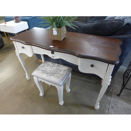 1395 - A dressing table with contrast top and upholstered stool