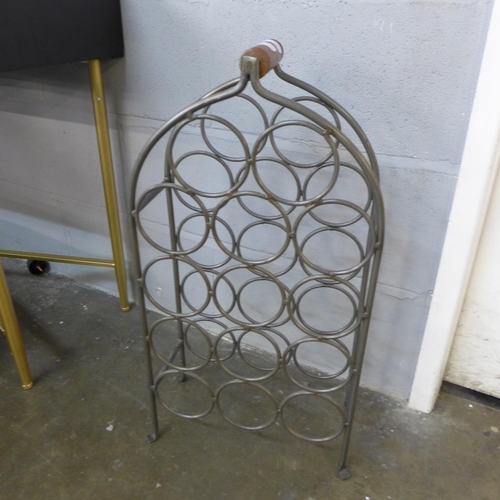 1401 - An industrial style gun metal grey wine rack