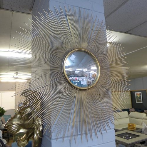 1463 - A gold sunburst convex mirror