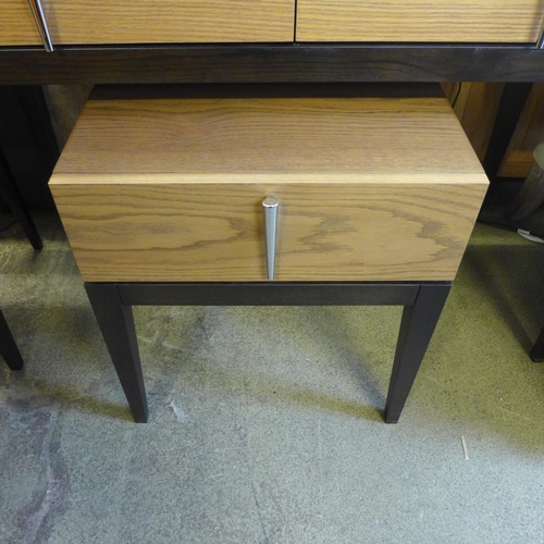 1583 - A stained oak effect dressing table and side table/bedside chest