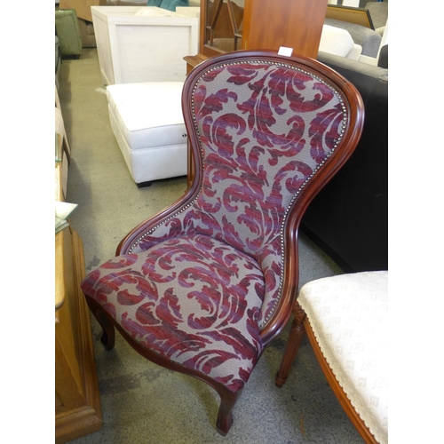 1608 - A cherrywood and floral upholstered side chair