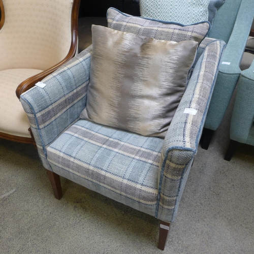 1614 - A blue patterned textured weave side chair