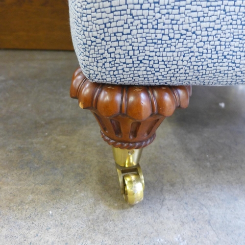 1619 - A stained oak effect dressing table, headboard and an upholstered footstool