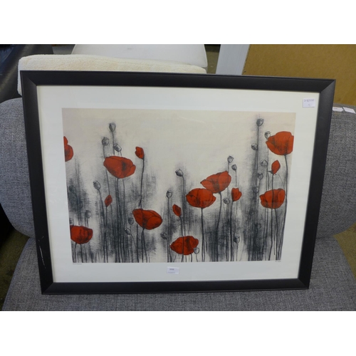 1630 - A red poppies print by Henrik Simonsen - small mark