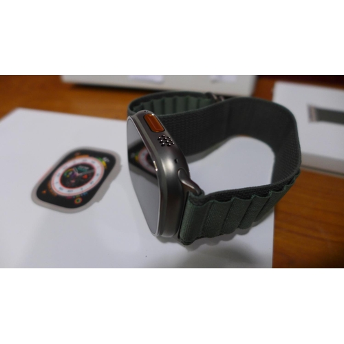 3074 - Apple Ultra 49mm Titanium Smart Watch With Green Alpine Loop Strap ( With Charging lead , Box ) - mo... 