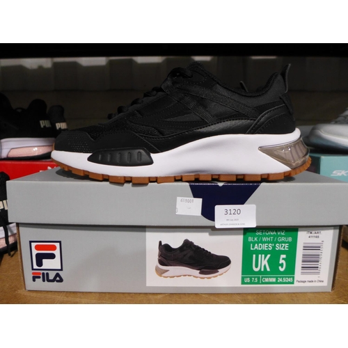 3120 - Pair of women's black Fila trainers UK size 5 * this lot is subject to VAT