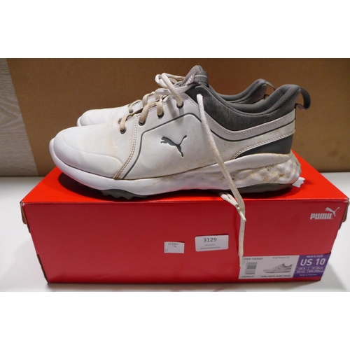 3129 - Pair of men's Puma Grip Fusion 2.0 White Golf Trainers - UK size: 9 * this lot is subject to VAT