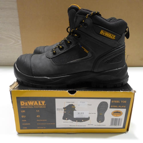 3133 - Pair of men's steel toe-cap black DeWalt work boots - UK size: 11 * this lot is subject to VAT
