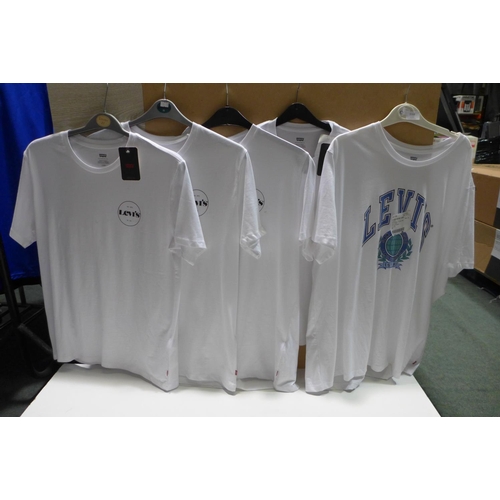 3168 - 5 Men's white Levi T-shirts - mixed size * this lot is subject to VAT