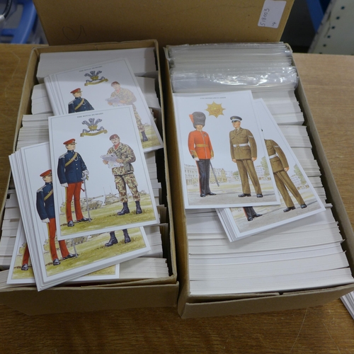 2285 - 2 boxes of Military postcards, around 1500 cards