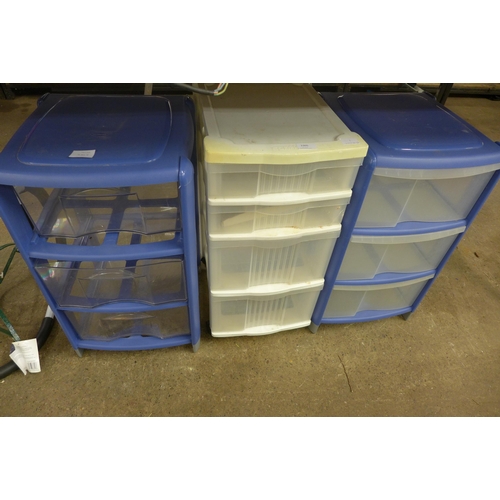 2305 - 3 Plastic three-drawer storage units