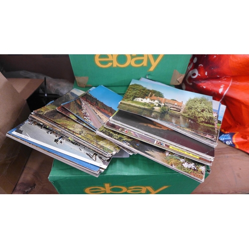 2319 - 3 small ebay boxes of collectable postcards - approx 1500