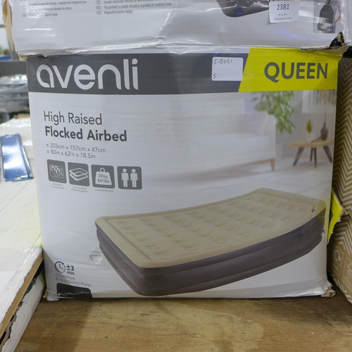 2381 - Avenli high rise queen sized flocked air bed