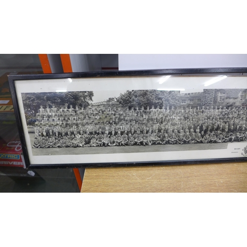 2156 - 1953 Rugby School photo and 1959 Sherborne School for Girls school photo, both framed