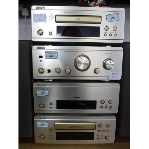2173 - Denon stacking hi-fi (UTU F88 series) with remote and speakers