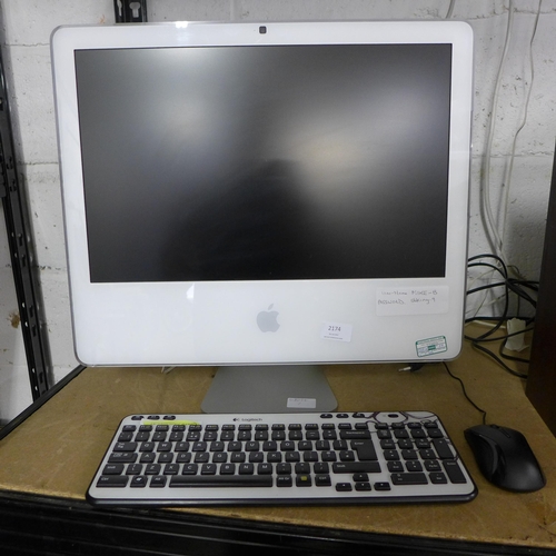 2174 - Apple Mac computer with keyboard and mouse - W