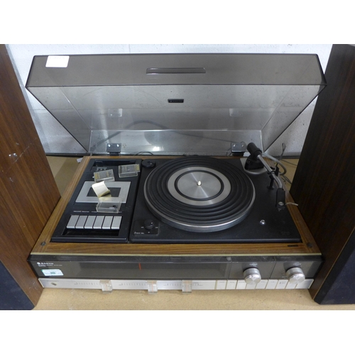 2177 - Sanyo stereo music system G2411KL with turntable, Bush Acoustics MT11 Hi-Fi turntable and a pair of ... 