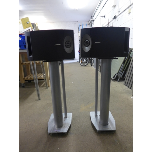 2181 - Pair of Bose speakers & industrial stands
