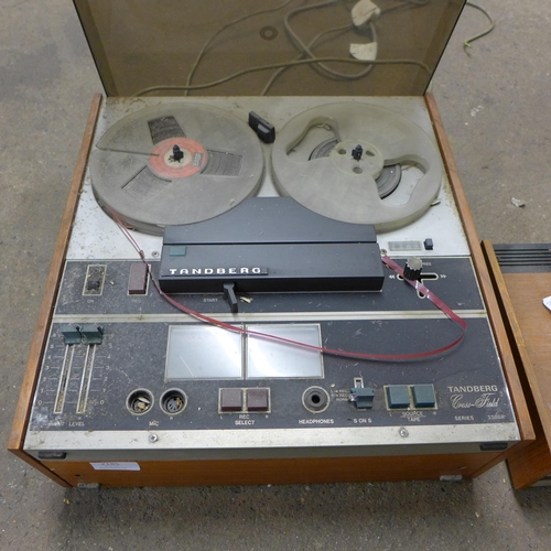 2185 - Tandberg Crossfield series 3300X reel to reel tape recorder & Tandberg FM stereo receiver TR-200