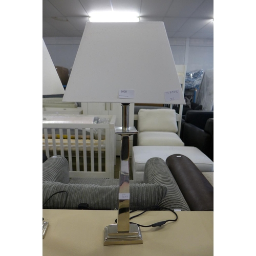 1600 - A set of three chrome lamps with white shade