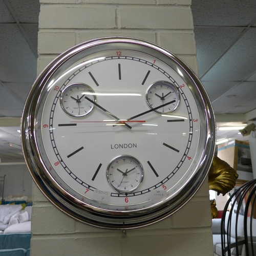 1395A - A chrome convex multi dial clock
