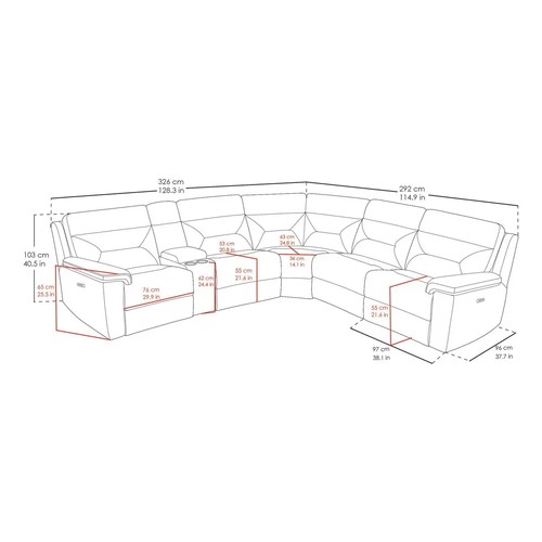 3236 - Gilman Creek Justin Grey Fabric Power Reclining Sectional 6pc Sofa (296-425) Original RRP £1,799.98 ... 