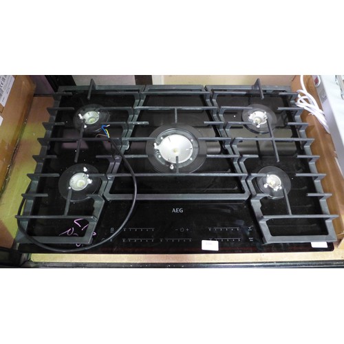 3290 - AEG 5 Burner Gas On Glass Hob H52xW750xD510mm - model no  HVB75450IB , Original RRP £740.83inc VAT  ... 