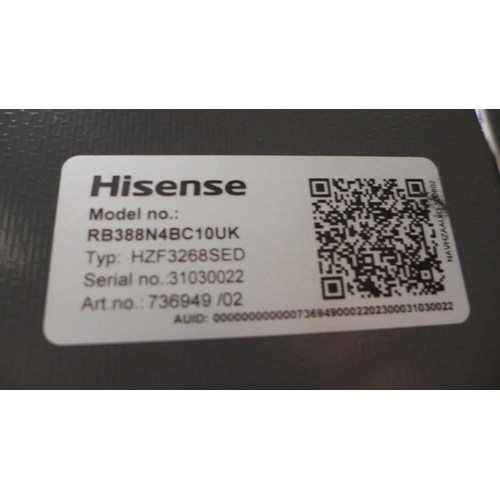 3035 - Hisense Stainless Steel Effect Fridge Freezer, F Rated (Marked) (Model: RB388N4BC10UK) original RRP ... 