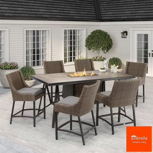 3040 - Agio Portland 7 piece High Dining Fire Set and Cover, original RRP £1666.66 + vat (295-45) *This lot... 