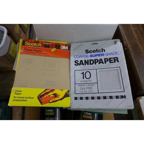 2037 - Box of nails & screws & box of various sandpaper