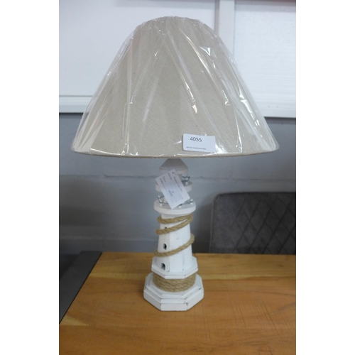 1350 - A lighthouse table lamp with cream shade H50cm (789618)