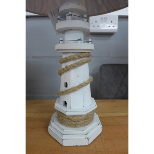 1350 - A lighthouse table lamp with cream shade H50cm (789618)